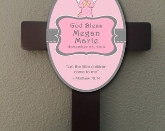 Personalized Christian Cross With Bible Verse - Girl Baptism Gift