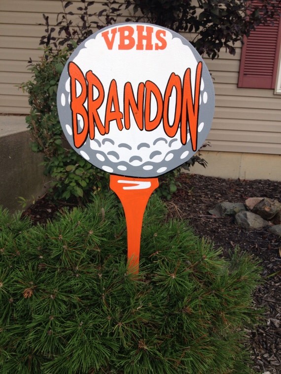 Golf Ball Yard Signs 18 mounted on a 3' stake