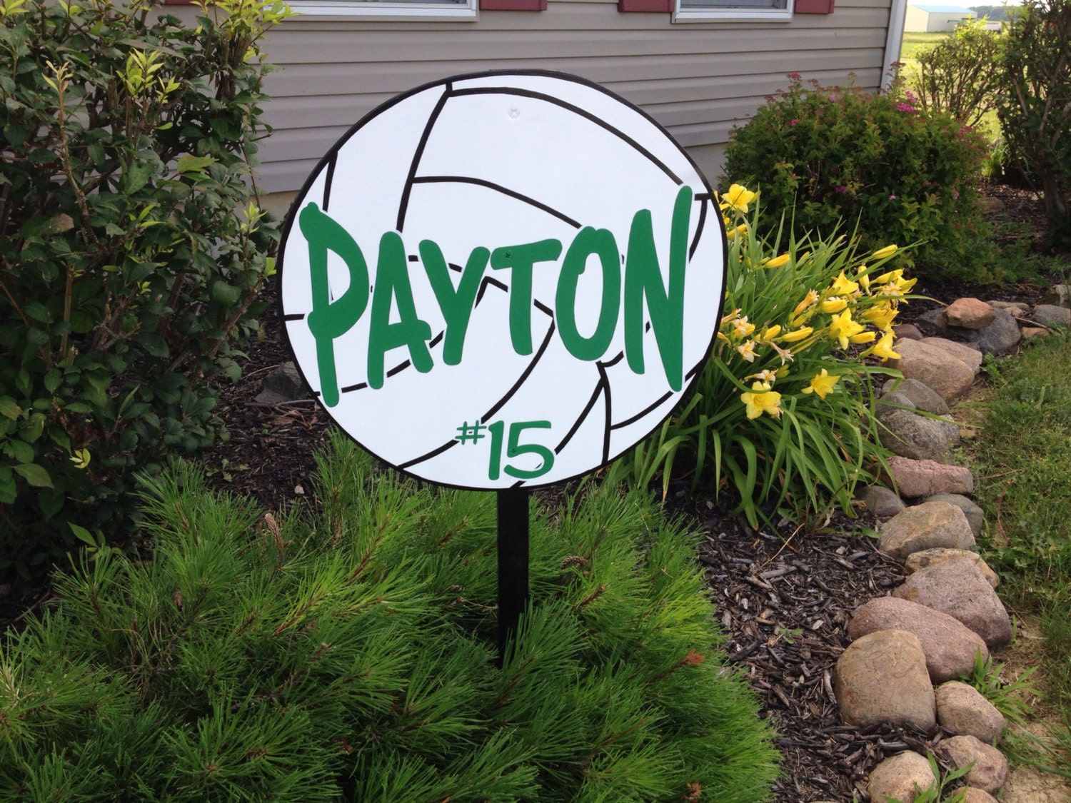 Volleyball yard sign 16 mounted on a 3' stake by DandRSigns