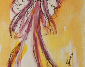 Angel Painting on Paper, Original Painting, Guardian Angel, Small Paintings, Angel Art