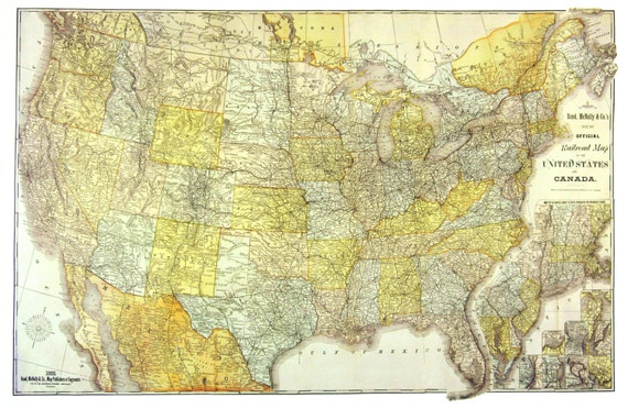 Large Map of the United States in 1885 reproduction antique