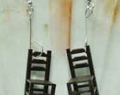 Kitschy chair earrings; miniature earrings; miniature chair earrings; novelty earrings with brown chairs; brown chair earrings