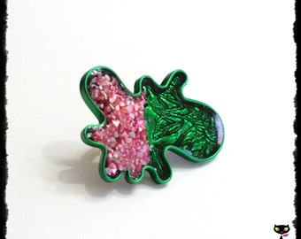 Grassy green coral pink ring resin ring aluminium ring stain ring hand ...