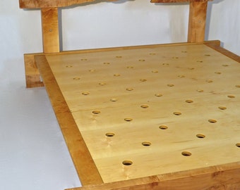 handcrafted live edge curly maple queen bed frame with matching solid wood curly maple nightstands - Wooden Bed Frames Queen handcrafted live edge curly maple queen bed frame with matching solid wood curly maple nightstands - Wooden Bed Frames Queen