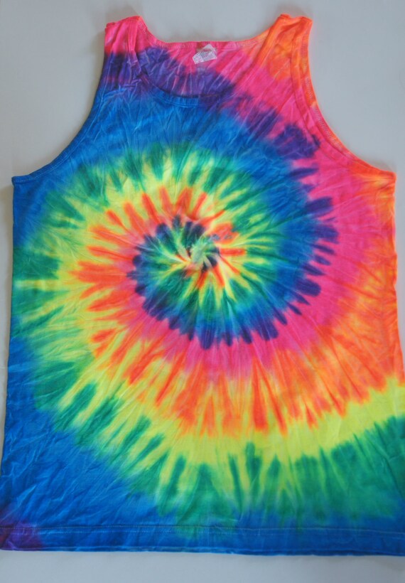 neon rainbow tie dye tank