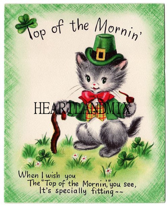 vintage kitten st patricks day digital by vintagedigitalshop2