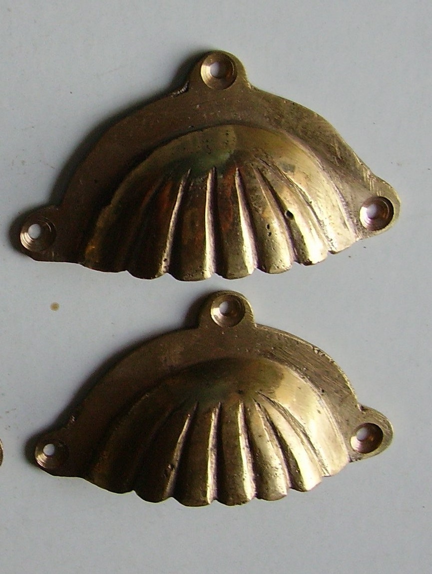 Antique French Brass Drawer Cup Pulls by vintagefrancedirect