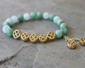 Blue agate stretch bracelet - blue agate and gold beaded bracelet- beaded stretch bracelet- boho bracelet- beaded bracelet- stack bracelet