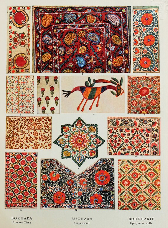 Bokhara Uzbekistan Asia Modern Period Textile Designs.