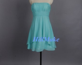 Turquoise Bridesmaid Dress, Short Bridesmaid Dress,Chiffon Bridesmaid ...