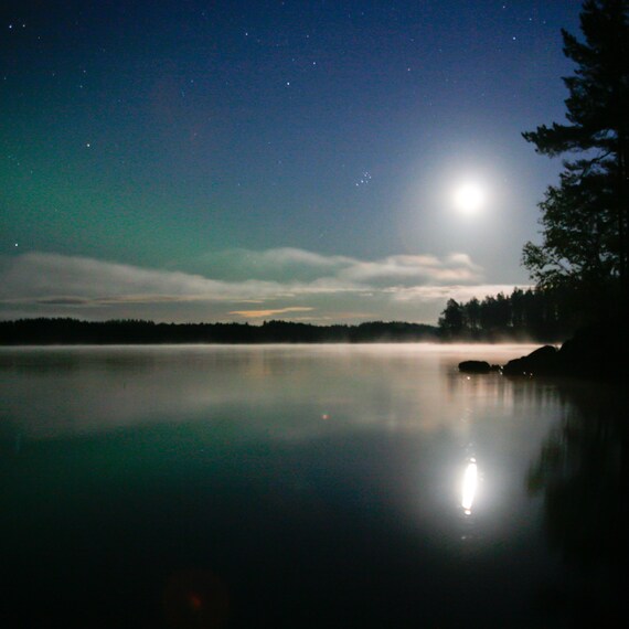 Items similar to Moon and Stars, Northern Lights Photograph, Fine Art