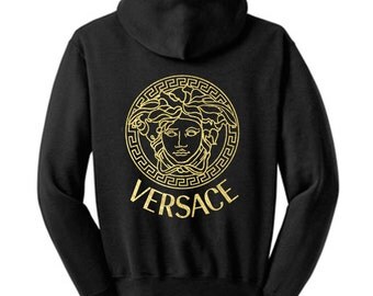 Versace inspred Unisex Hooded Sweatshirt Hoodie Black, Gold