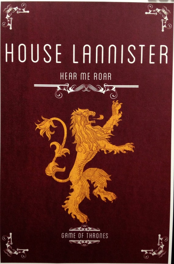 House Lannister 11x17 Print Great Houses of by KYCollectibles