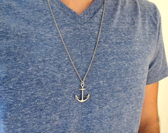 Men's Necklace - Men Anchor Necklace - Men Silver Necklace - Men's Jewelry - Men's Gift - Men Jewelry - Men Necklace - Sailor Gift - Guys