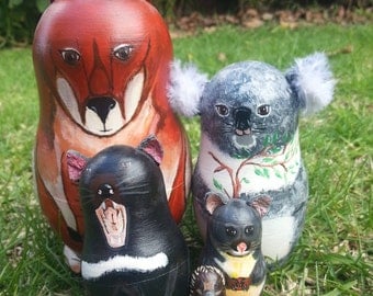 Australian Animals Nesting Dolls Babushka Matryoshka Set of 5