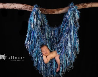 Fringe Photography Prop Baby Hanger Tree Branch Nest Hammock, Blue 'Cascade' or Choose Colors