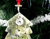 Celtic Connemara Marble Ornament. Irish Mini Tree with Spiral