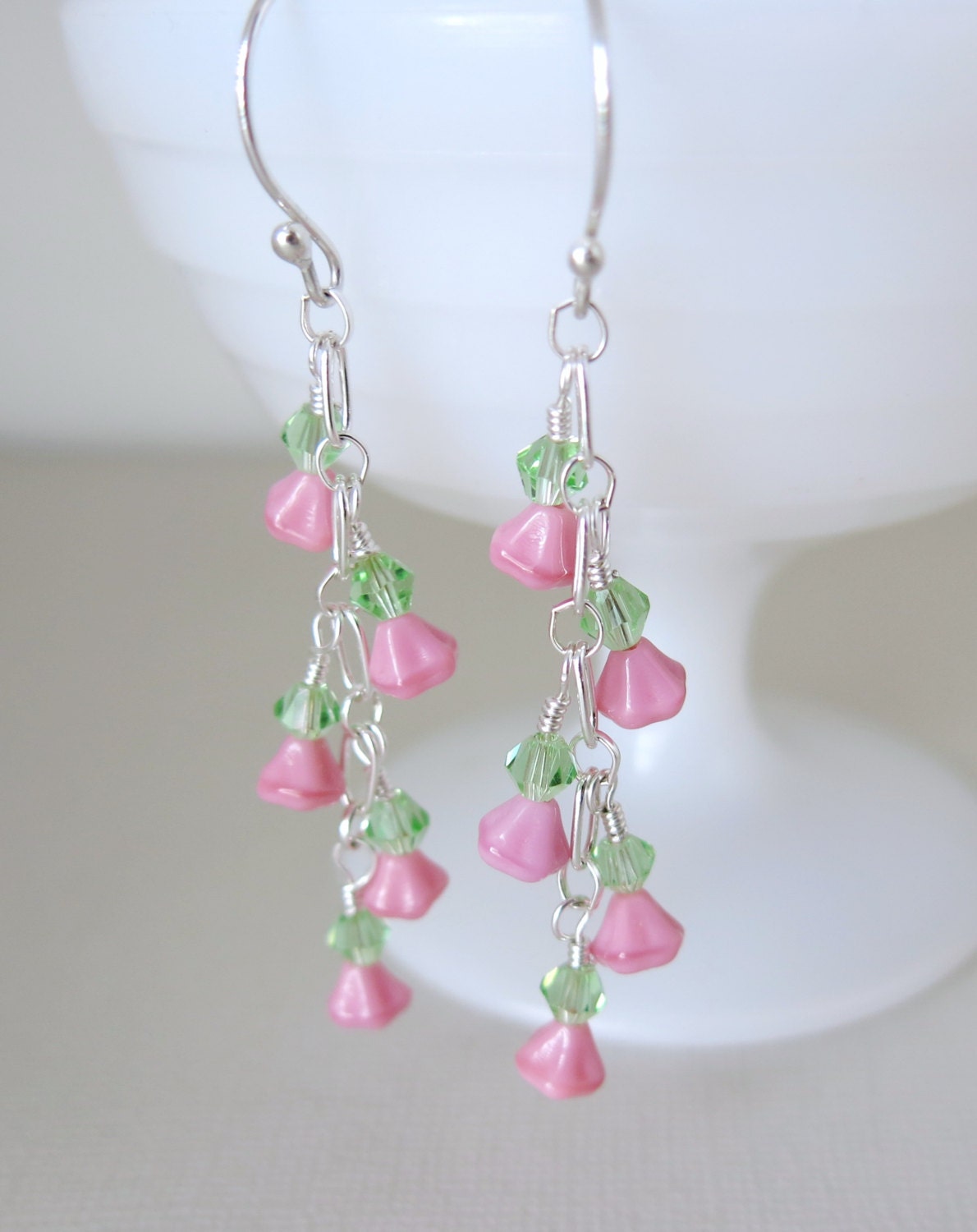 GEM14 Cascade Mint Julep Flowers Czech Glass by MJSparksBoutique