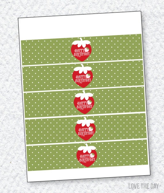 Strawberry Party PRINTABLE Drink Labels (INSTANT DOWNLOAD) from Love The Day Il_570xn