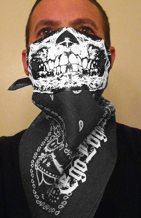 Download SMOKE GREY Colored Paisley half skull face mask bandana