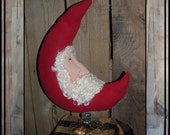 Primitive folk art moon Santa make do HAFAIR OFG