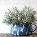 enameled blue and white swirled pot - rustic farmhouse style planter container