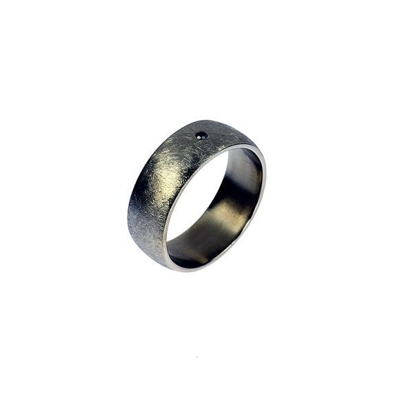 Titanium wedding band, black diamond ring, mens wedding ring, modern ...