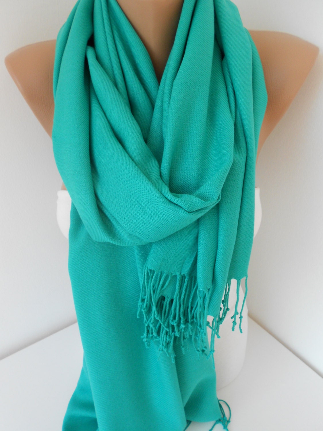 Oversize Pashmina Scarf Teal Green Scarf Shawl by