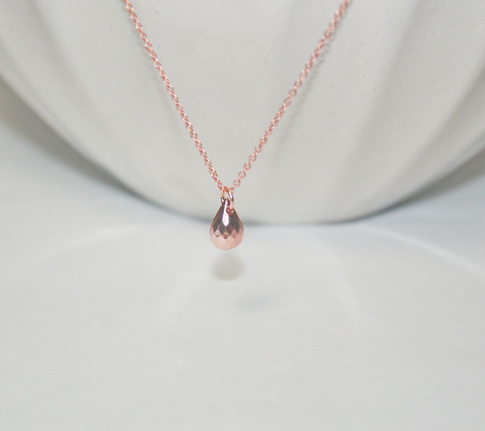 Rose gold teardrop necklace teardrop jewelry rose gold drop