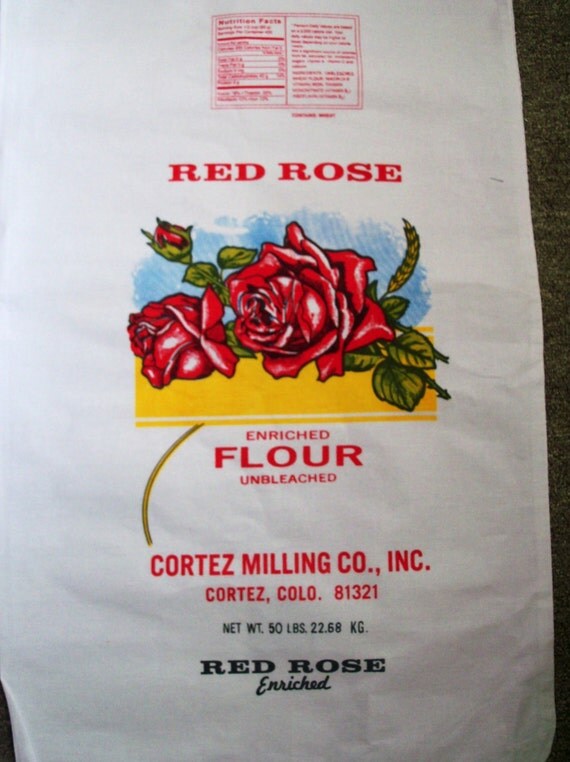 Large Flour Sack Red Rose