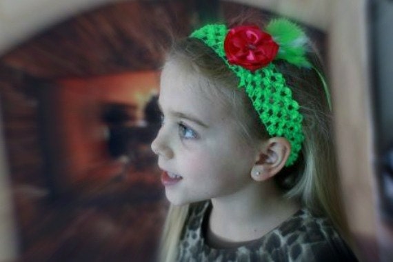 1920's inspired hot pink and lime green girl's headband