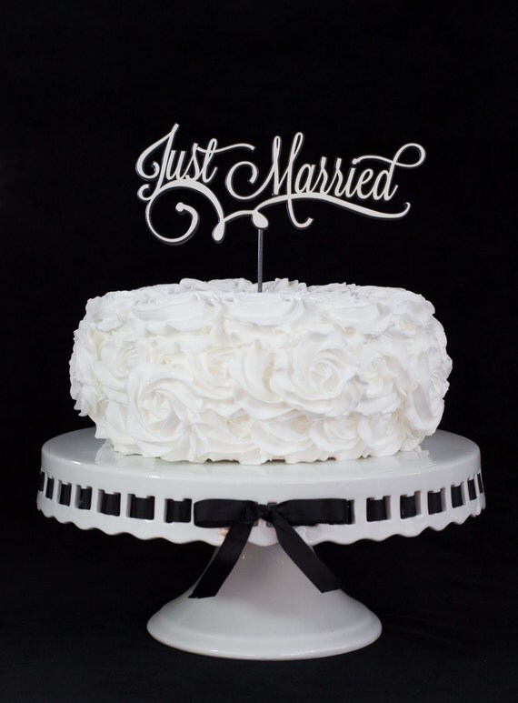 Wedding Cake Topper Just Married by CakeSparkle on Etsy