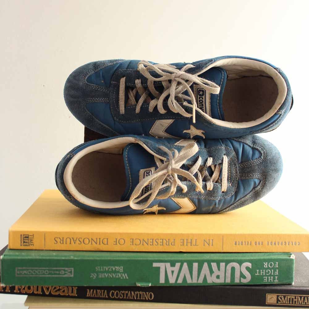 vintage converse running shoes 1980s blue sneakers US mens
