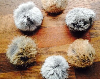 Rabbit Fur Cat Toy, Natural Color Fur, Fur, Fur Ball, Cat, 6 per pack, Cat Toy, Handmade, Max