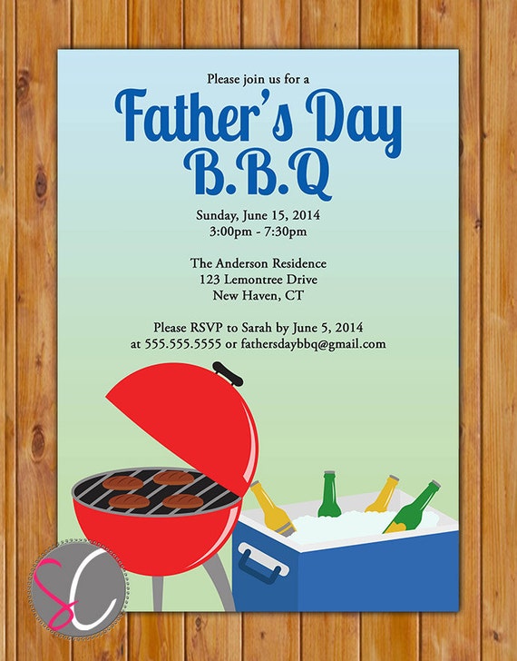 Father s Day Backyard BBQ Invite Cookout Picnic By Scadesigns