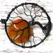 Halloween Full Moon Tree of Life Pendant Orange Black Wire Wrapped Fire Crackle Agate Gemstone Harvest Moon