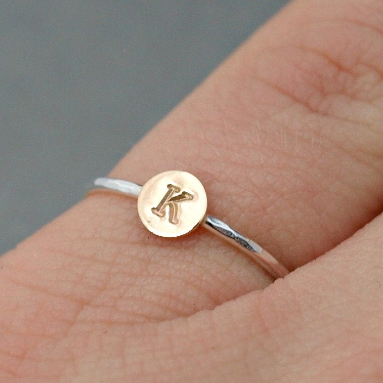 Custom Initial Ring Mixed Metal Jewelry Mixed Metal Stack