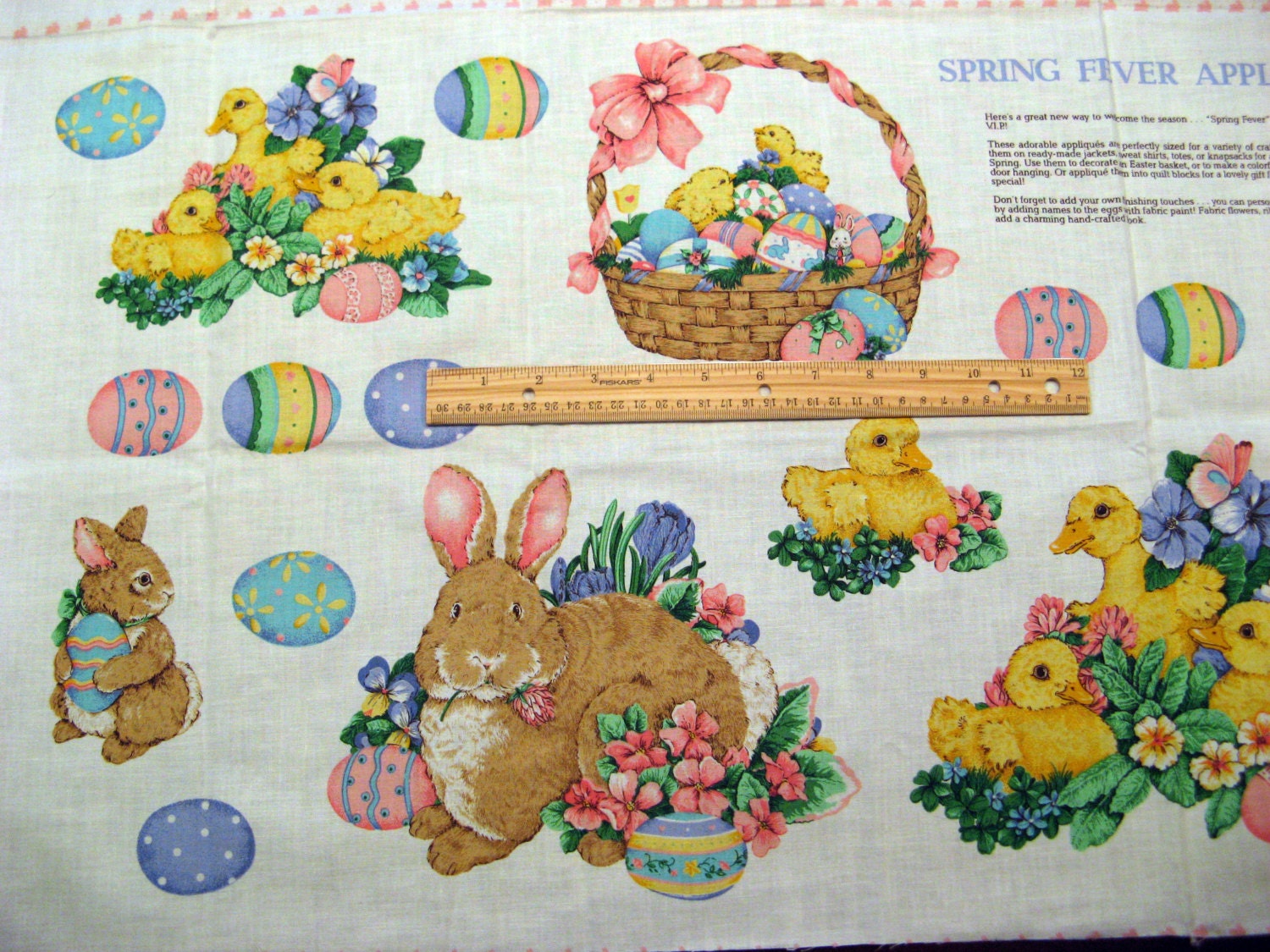 Fabric Panel Easter Novelty Fabric Spring Fever Appliques