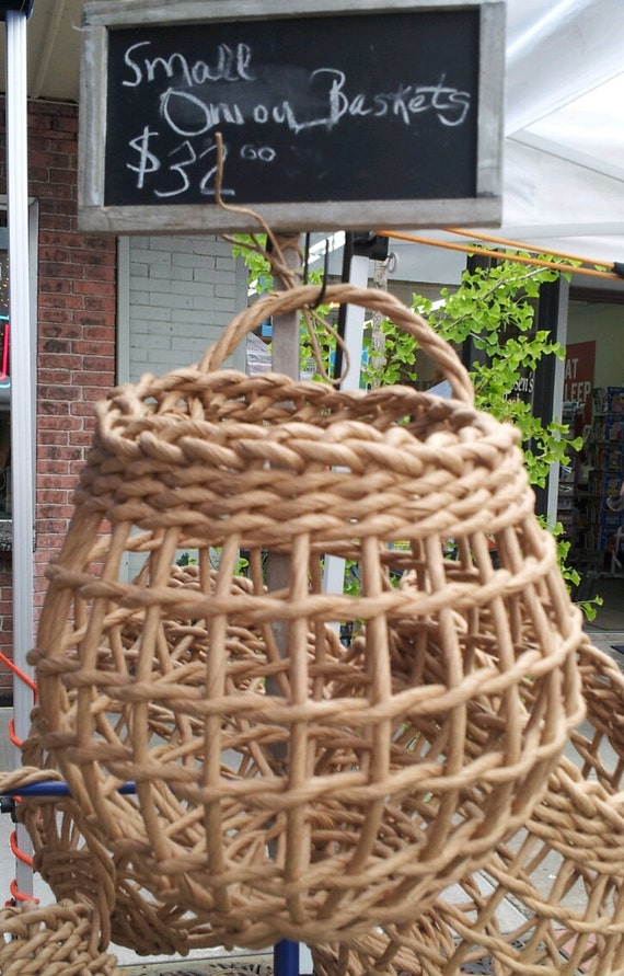 Small Basket Holds Fresh Onions Potatoes or Fruit