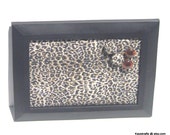 Leopard in Black Framed Corkboard Cork Bulletin Board  4 Button Tacks Thumbtacks Pushpins