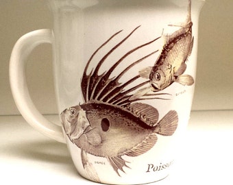 Coffee Mug Cup fish Barbier and Doree Poisson Fornasetti Stoneware Kiln Fired Victorian Selected Second Hand Made