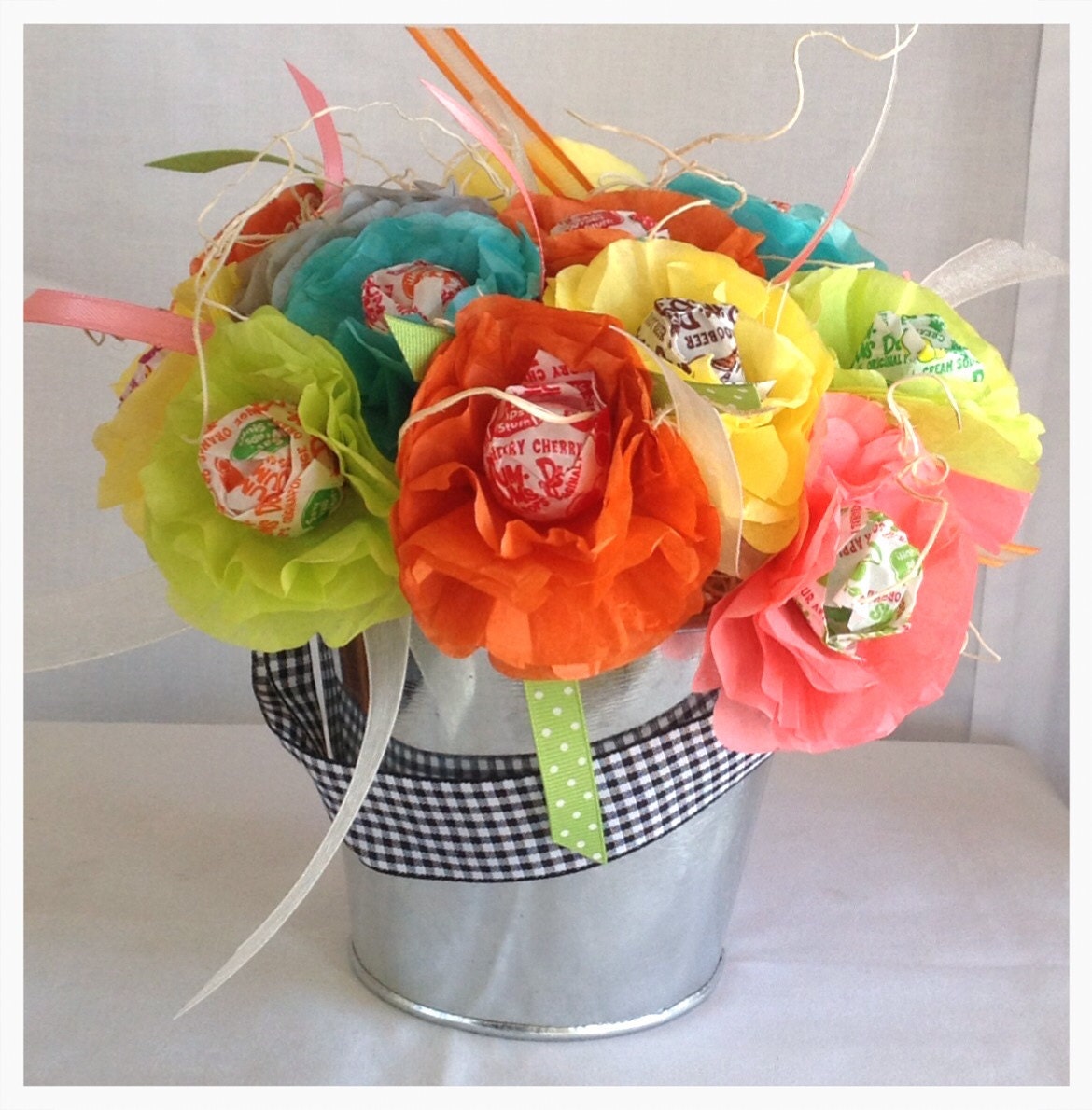 Tissue Paper Flowers and Lollipops Citrus by myknapsackdreams