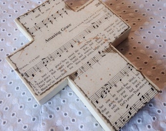 amazing grace shabby chic wood hymnal cross made to order amazing grace shabby chic wood hymnal cross made to order