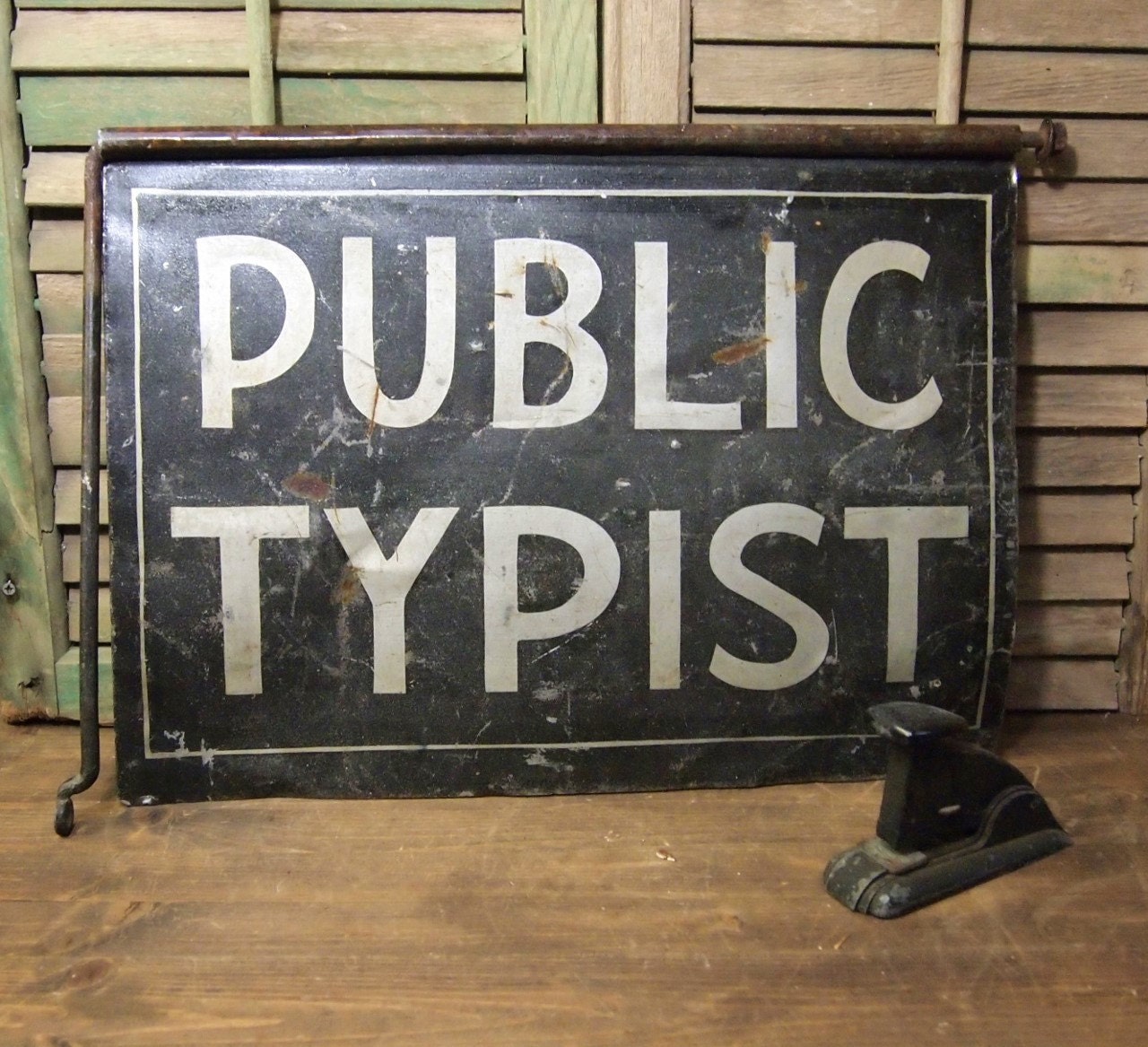 Free shipping Great old metal sign Black Silver by RuffByMargo