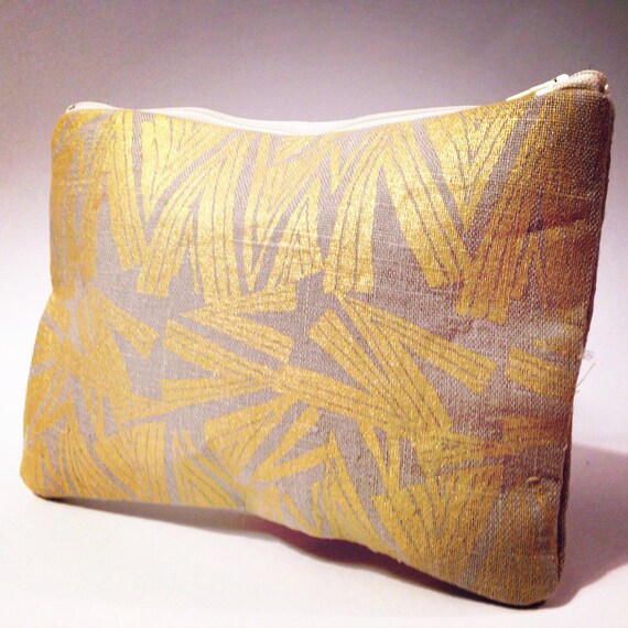 Items similar to Gold screenprint zippered pouch on Etsy