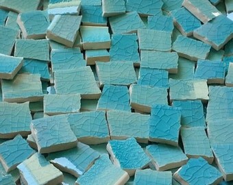 Mosaic Tiles--Turquoise Caribbean Glaze--50 Tiles.