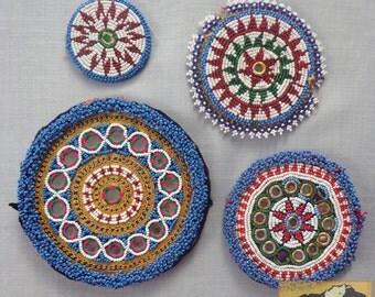Vintage Tribal Talisman: Kuchi Beaded Remnant, Gul I Peron Patch Set #39