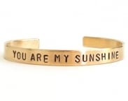 Hand stamped bracelet - you are my sunshine - personalized - inspirational quote - mom mother - brass bracelet