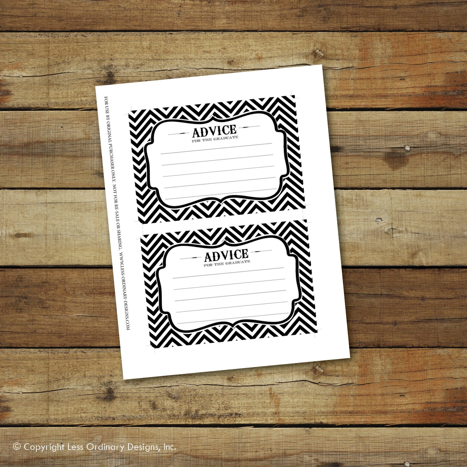 graduation printable advice cards instant download black and