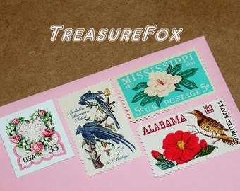 LOVE .. Flowers and Trees .. Unused Vintage US Postage Stamps